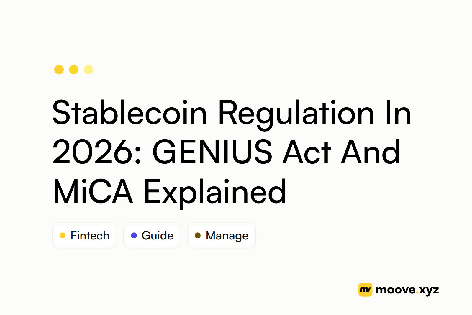 2026년 스테이블코인 규제: GENIUS법과 MiCA 완벽 정리
